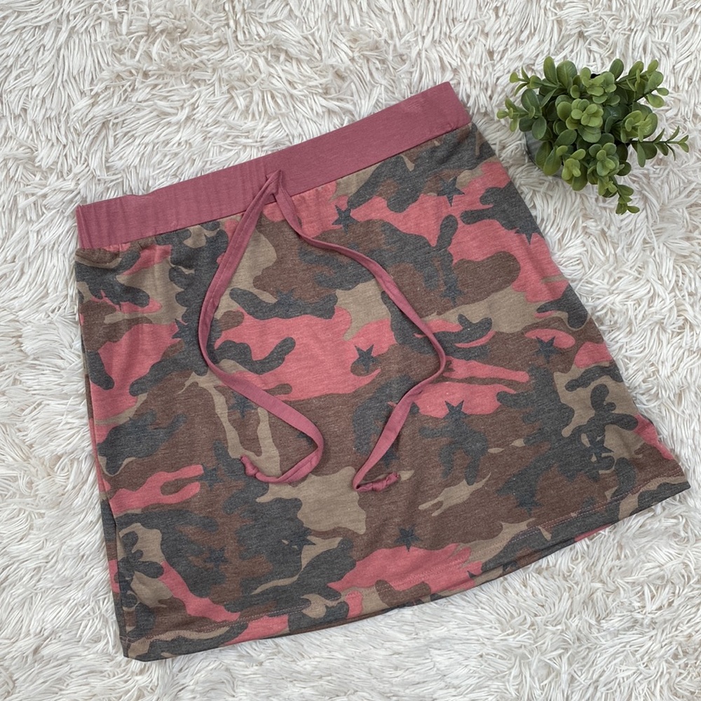 🎉HP🎉 Crescent Camouflage Star Pull On Skirt 💗 Mauve Pink & Gray - Picture 6 of 15